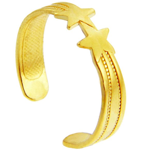 10K Solid Gold Stars Toe Ring Knuckle Thumb- Yellow, or White Gold